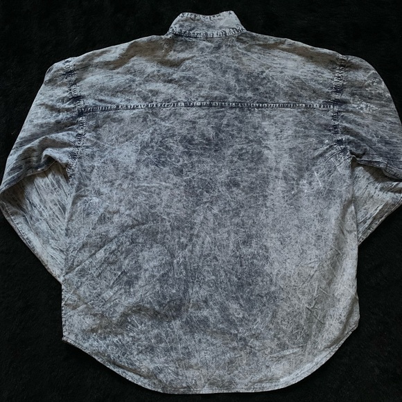 design Vintage 90’s Blue Semi-Distressed Long Sleeve Button-Up Shirt L PreOwned - Picture 9 of 15